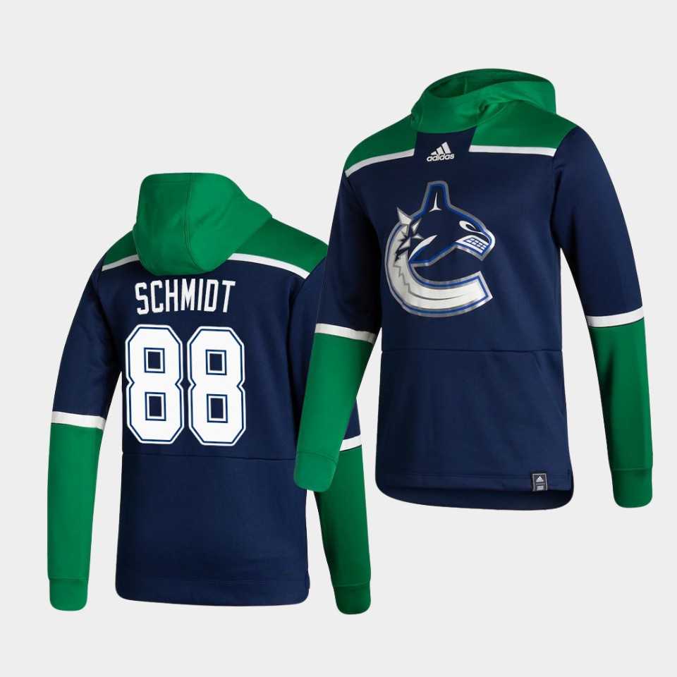 Men Vancouver Canucks 88 Schmidt Blue NHL 2021 Adidas Pullover Hoodie Jersey